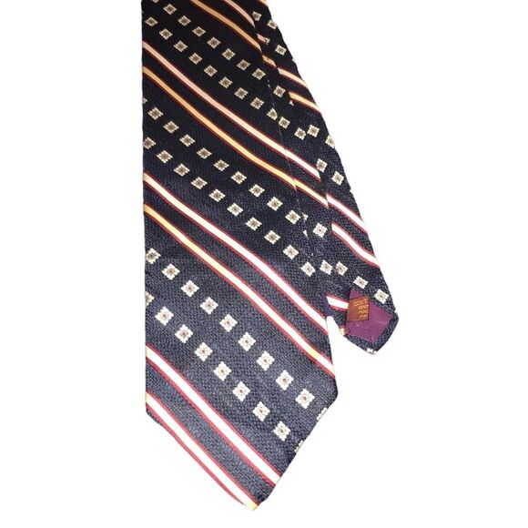 Vintage Gino Pompeii Italian Handmade Tie Wide Blue Red 1970s - Picture 5 of 7